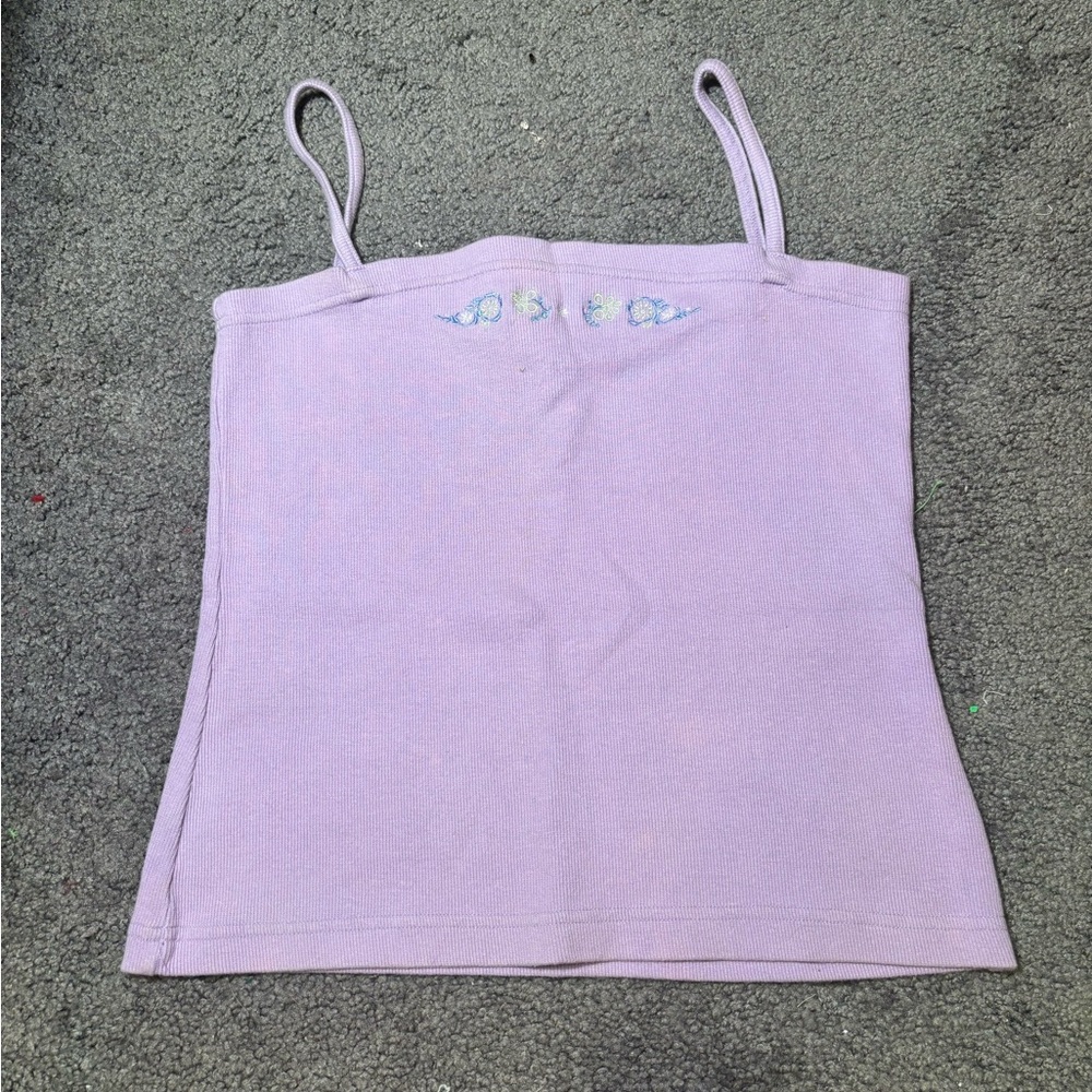 Old Navy Vintage Lilac Tank with Embroidered Flowers